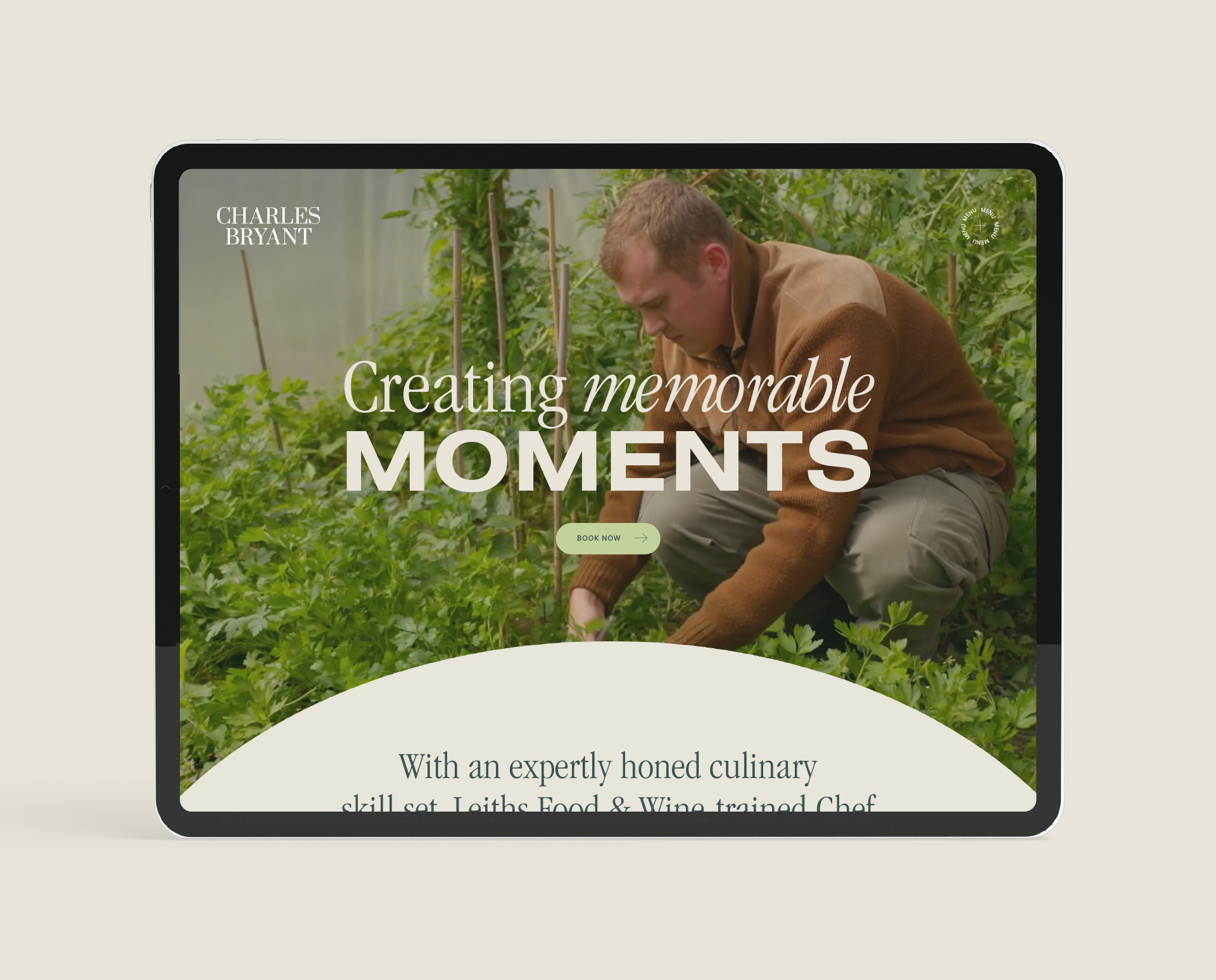 Preview of Chefs website on tablet