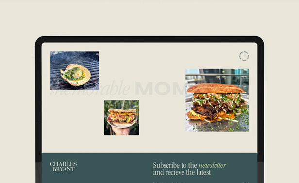 Preview of Chef Bryants food on website design