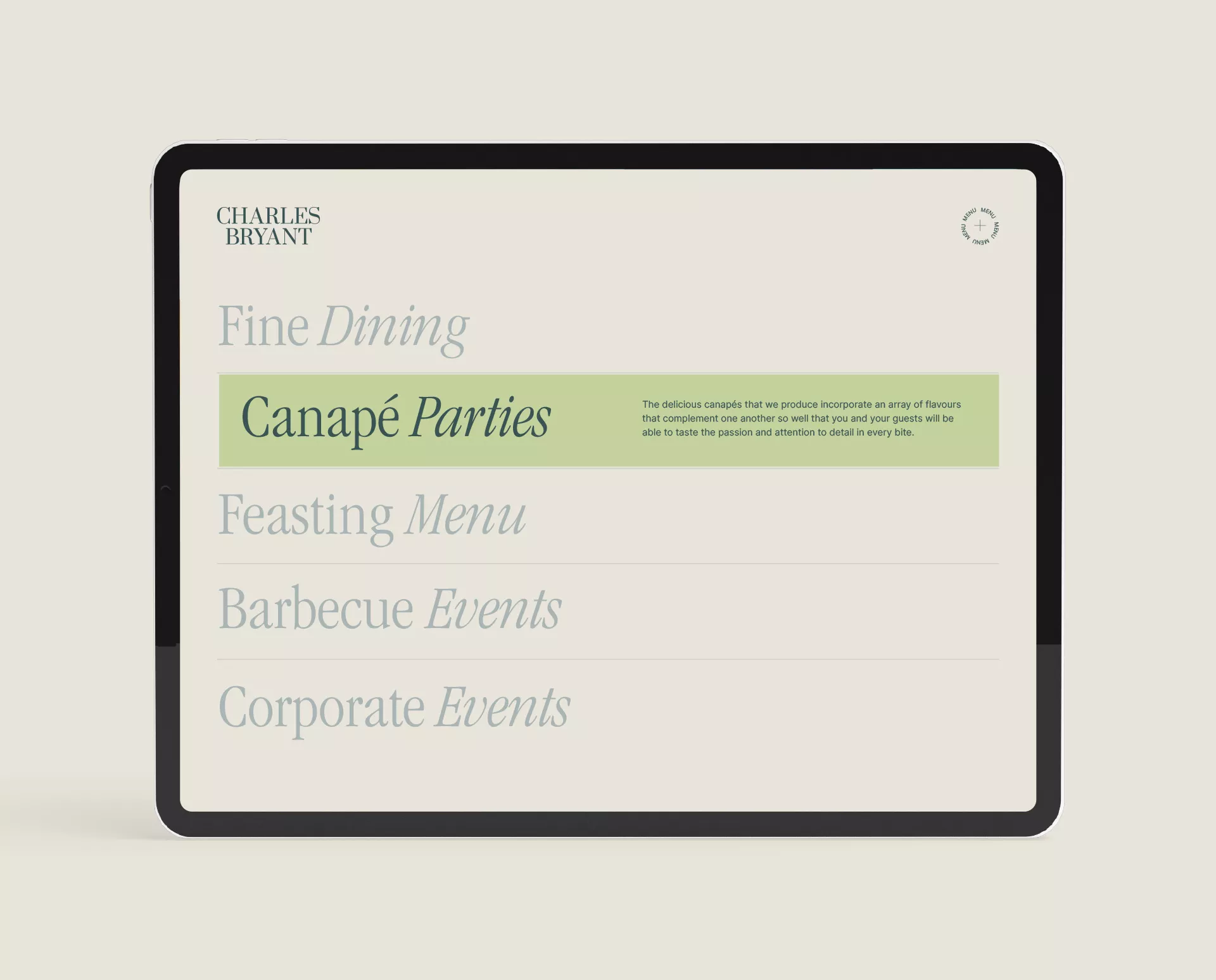 Design of services in website